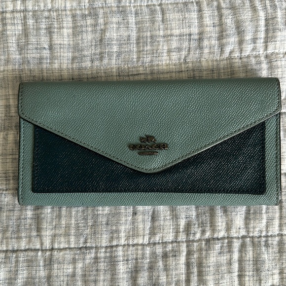 Coach Handbags - Coach Blue Leather Wallet with Envelope Design slim